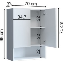 Banos Roomart Cu3 Çok Amaçlı Çamaşır Makinesi Üst Banyo Dolabı - Beyaz