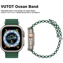 MTK Moveteck Apple Watch Ultra Uyumlu 49MM Kordon Silikon Naylon Kayış Baklalı Bileklik Loop Hasır Ayarlanabilir Kancalı Tokalı Orange Albine Loop Titanium Fit Case