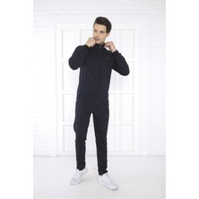 Escetic Escetic Erkek Spor Slimfit, Dik Yaka, 4 Cepli, 4 Mevsim Lacivert Eşofman Takımı - 6767