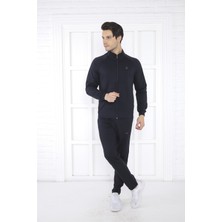 Escetic Escetic Erkek Spor Slimfit, Dik Yaka, 4 Cepli, 4 Mevsim Lacivert Eşofman Takımı - 6767