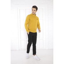 Escetic Escetic Erkek Spor Slimfit, Dik Yaka, 4 Cepli, 4 Mevsim Hardal Eşofman Takımı - 6767