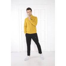 Escetic Escetic Erkek Spor Slimfit, Dik Yaka, 4 Cepli, 4 Mevsim Hardal Eşofman Takımı - 6767