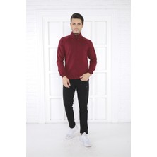 Escetic Escetic Erkek Spor Slimfit, Dik Yaka, 4 Cepli, 4 Mevsim Bordo Eşofman Takımı - 6767