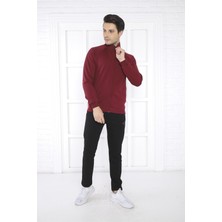 Escetic Escetic Erkek Spor Slimfit, Dik Yaka, 4 Cepli, 4 Mevsim Bordo Eşofman Takımı - 6767