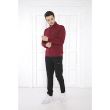 Escetic Escetic Erkek Spor Slimfit, Dik Yaka, 4 Cepli, 4 Mevsim Bordo Eşofman Takımı - 6793