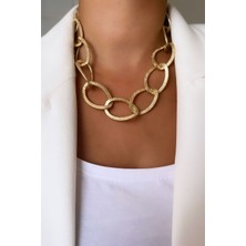 Sose Moda Kalın Halka Model Gold Renk Zincir Kolye