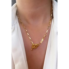 Sose Moda Geometrik Gold Zincir Kolye