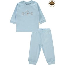 Civil Baby Kız Çocuk İçin Mavi Organik Pijama Takımı 1-9 Ay Rahat ve Şık