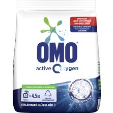 Omo Active Oxygen Toz Çamaşır Deterjanı Parlak Beyazlık En Zorlu Lekeleri İlk Yıkamada Çıkarır 4,5 KG