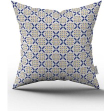 Cango Home Mavi Sarı Dekoratif Desenli Dijital Baskılı Kırlent Kılıfı CGH1052