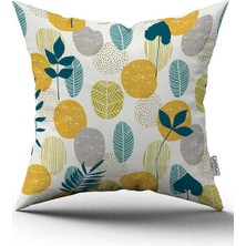 Cango Home Çift Taraflı Yeşil Sarı Dekoratif Yaprak Desenli Dijital Baskılı Kırlent Kılıfı CGH1197