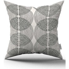 Cango Home Çift Taraflı Krem Siyah Bohem Iskandinav Geometrik Desenli Dijital Baskılı Kırlent Kılıfı CGH1214
