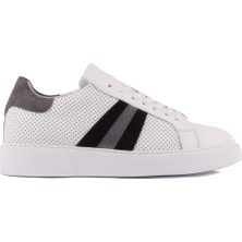 Saillaker’s - Beyaz Deri, Siyah, Gri Süet Bağcıklı Erkek Sneaker
