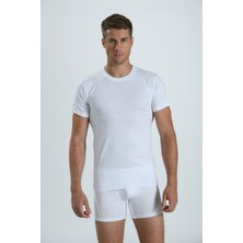 Pemilo Erkek 104  Sıfır Yaka Kısa Kol T-Shirt Atlet Beyaz