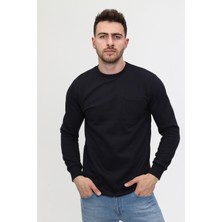 Mualta Mualta-Bisiklet Yaka Lacivert 20/10 Iki Iplik Kışlık Iş Sweatshirt