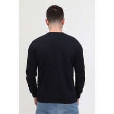 Mualta Mualta-Bisiklet Yaka Lacivert 20/10 Iki Iplik Kışlık Iş Sweatshirt