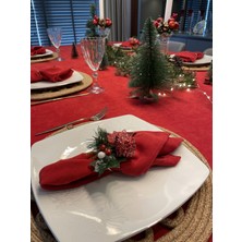 Decamor Home Dertsiz Kadife Dokulu Kırmızı Peçete  6 AD