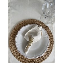 Decamor Home Dertsiz Kadife Dokulu Ekru Kırık Beyaz  Peçete 6 li