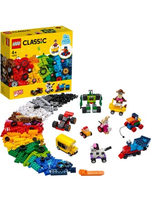 LEGO® Classic Yapım Parçaları ve Tekerlekler 11014- 4 Yaş ve Üzeri Çocuklar İçin Genç Zihinleri Harekete Geçirecek Eğlenceli Tekerlekli Modeller İçeren Yaratıcı Oyuncak Yapım Seti (653 Parça)