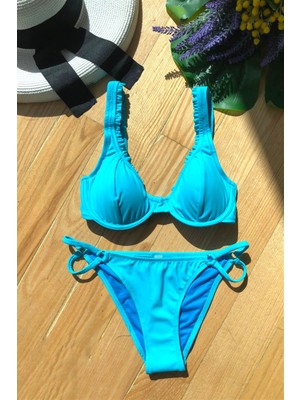 Pierre Cardin Balenli Fırfır Detaylı Bikini Takım Mavi 227393