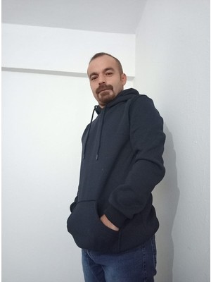 Kapşonlu Kangru Cepli Şardonlu 3 Iplik Sweatshirt