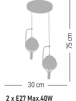 Lamore Home Collina Bal Camlı Eskitme 2'li Sarkıt Avize