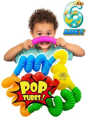 Pazariz Pop Tubes Pop Tube Popit 6 Adet Esnek Tüp Boru Eğitici Oyuncak