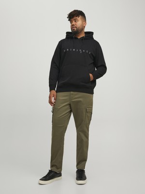 Jack & Jones Kapüsonlu Logolu Sweatshirt- Büyük Beden