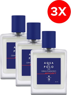Aqua Di Polo 1987 Gran Paradiso Sport 50 ml EDP 3'lü Erkek Parfüm Seti Hediyelik Seçenek