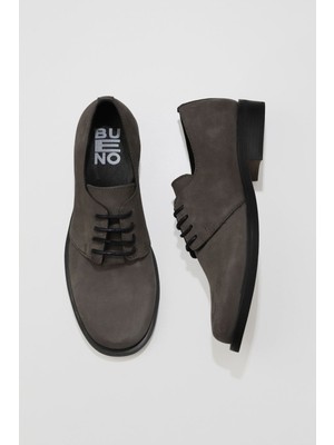 Bueno Shoes Gri Koyu Nubuk Kadın Klasik Ayakkabı