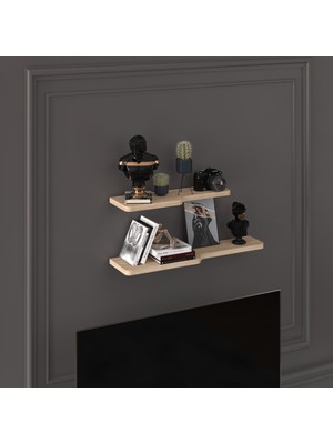 Asra Trend Modern 2'li Çok Amaçlı Duvar Rafı Organizer %100 MDF Kitaplık Mutfak Banyo Rafı DRF03
