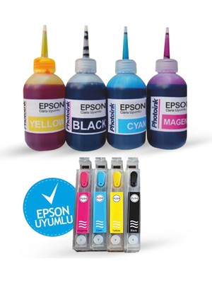 BK Epson 1281-1284 Uyumlu Kolay Dolan Kartuş Seti (Dolu) - BX305FW/ S22/ SX130/ SX230/ SX235/ SX420/ SX425/ SX430/ SX435/ SX440/ SX445