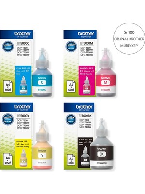 Photoink 4 Adet (1 Takım) Orijinal Brother Mürekkep BT5000 T220/T420W/T520W/T720W/T820W/T920W