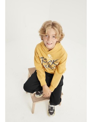 Tommy Life Hardal Baskı Detaylı Standart Kalıp Kapüşonlu Erkek Çocuk Sweatshirt - 11002