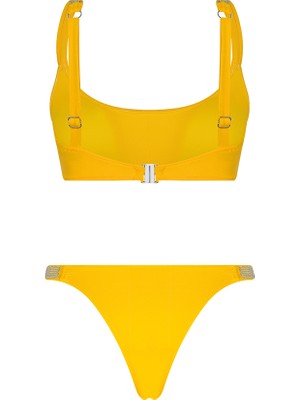 Bonesta Swimwear Love Taş Baskılı Sarı Atlet Bikini Takımı