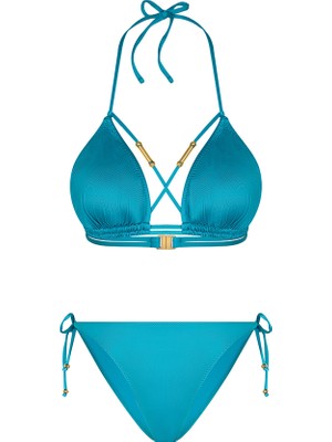 Bonesta Swimwear Biyeli Üçgen Mavi Bikini Takımı