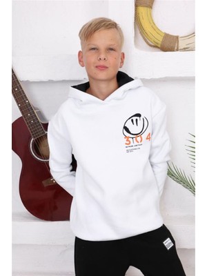 Name Kids 1373 Unisex Çocuk Good Energy Kapüşonlu Içi Şardonlu Sweat