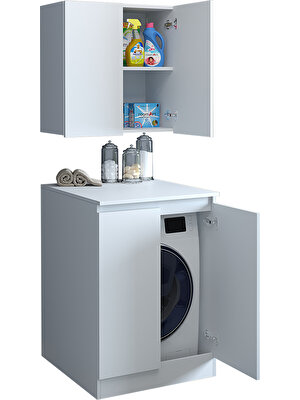 Banos Roomart Cd1 Çok Amaçlı Banyo Üst Dolaplı Çamaşır Makinesi Dolabı Takımı - Beyaz