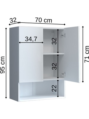 Banos Roomart Cu3 Çok Amaçlı Çamaşır Makinesi Üst Banyo Dolabı - Beyaz