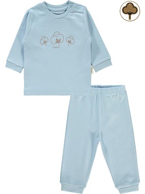 Civil Baby Kız Çocuk İçin Mavi Organik Pijama Takımı 1-9 Ay Rahat ve Şık