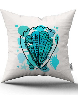 Cango Home Mavi Beyaz Marin Desenli Dijital Baskılı Kırlent Kılıfı CGH1144