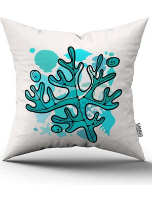 Cango Home Çift Taraflı Mavi Beyaz Marin Desenli Dijital Baskılı Kırlent Kılıfı CGH1146