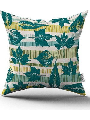 Cango Home Çift Taraflı Yeşil Sarı Dekoratif Yaprak Desenli Dijital Baskılı Kırlent Kılıfı CGH1196