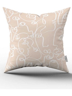 Cango Home Çift Taraflı Krem Beyaz Bohem Iskandinav Geometrik Desenli Dijital Baskılı Kırlent Kılıfı CGH1209