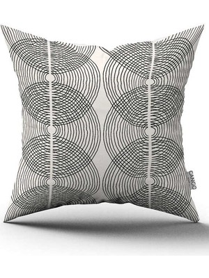 Cango Home Çift Taraflı Krem Siyah Bohem Iskandinav Geometrik Desenli Dijital Baskılı Kırlent Kılıfı CGH1214