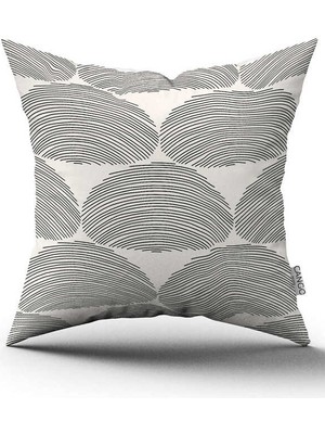 Cango Home Çift Taraflı Krem Siyah Bohem Iskandinav Geometrik Dijital Baskılı Kırlent Kılıfı CGH1215