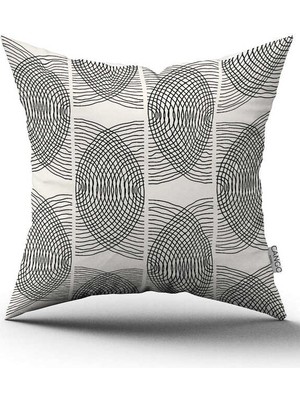 Cango Home Çift Taraflı Krem Siyah Bohem Iskandinav Geometrik Dijital Baskılı Kırlent Kılıfı CGH1217