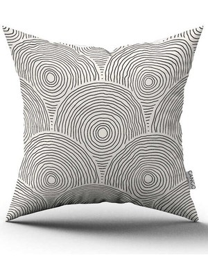 Cango Home Krem Siyah Bohem Iskandinav Geometrik Dijital Baskılı Kırlent Kılıfı CGH1218