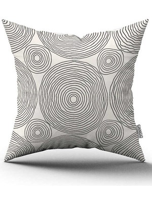 Cango Home Çift Taraflı Krem Siyah Bohem Iskandinav Geometrik Dijital Baskılı Kırlent Kılıfı CGH1219