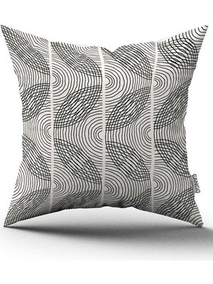 Cango Home Krem Siyah Bohem Iskandinav Geometrik Dijital Baskılı Kırlent Kılıfı CGH1221